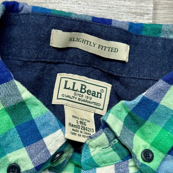 L.L. Bean Men's Scotch Plaid Flannel Shirt - Blue/Green - Picture 8 of 10